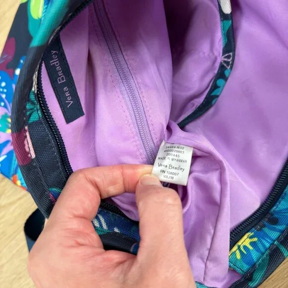 Vera Bradley Lighten Up Slim Crossbody Bag Purse Dark Blue Floral Casual Nylon - Picture 12 of 15